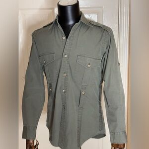 VTG Willis & Geiger Women’s Olive Button Down Long Sleeve Shirt Sz Large​